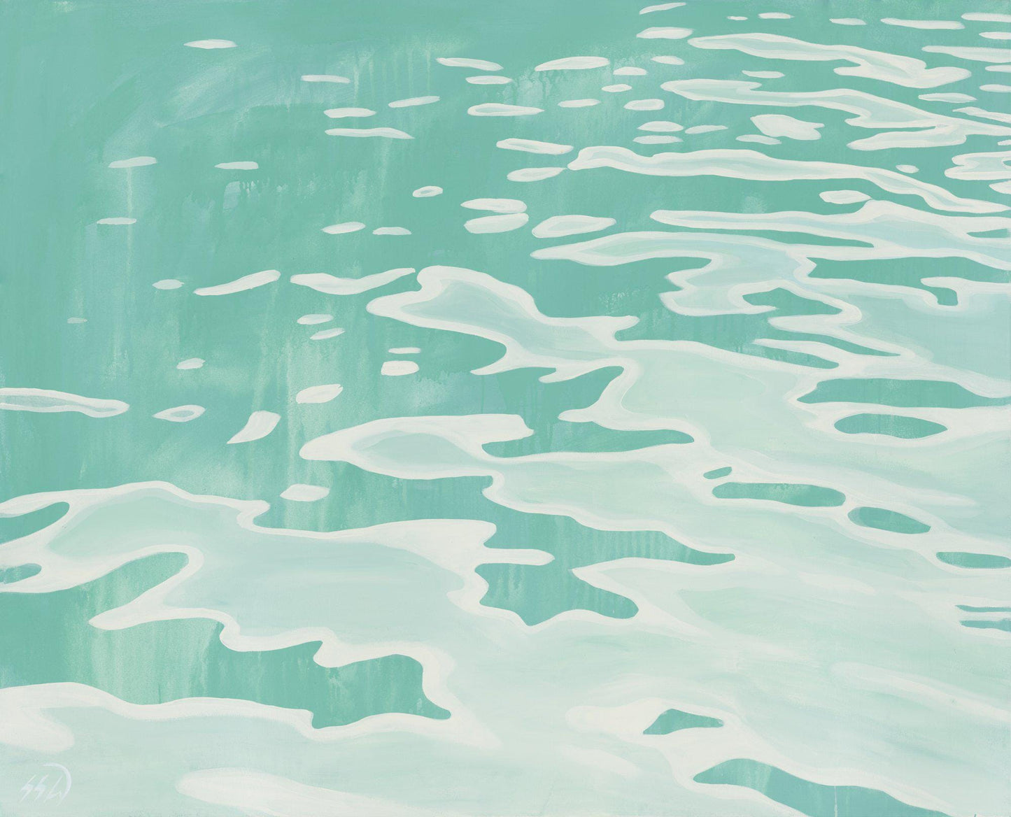 original art mirror poolside waterscape