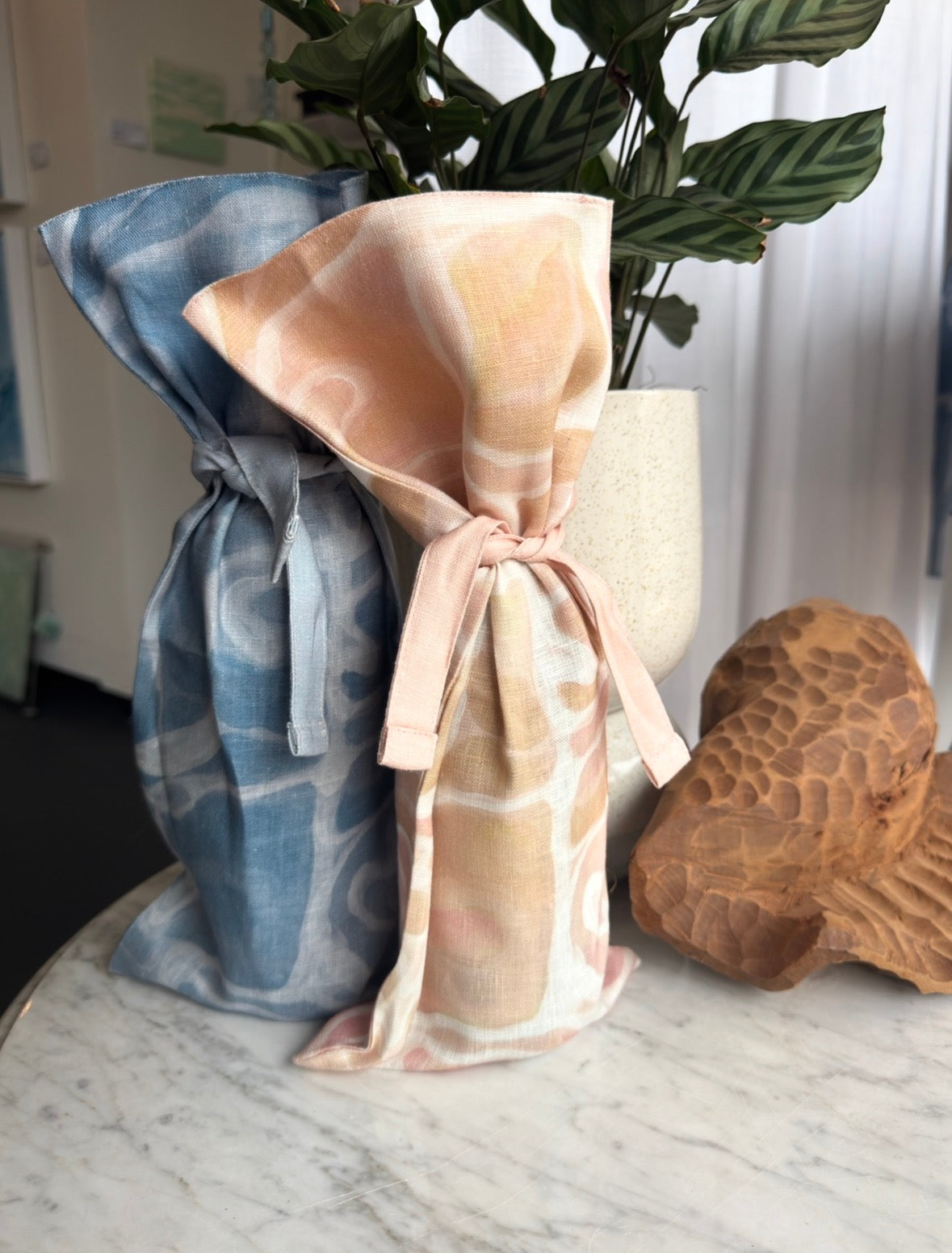Coastal inspired Wine bags