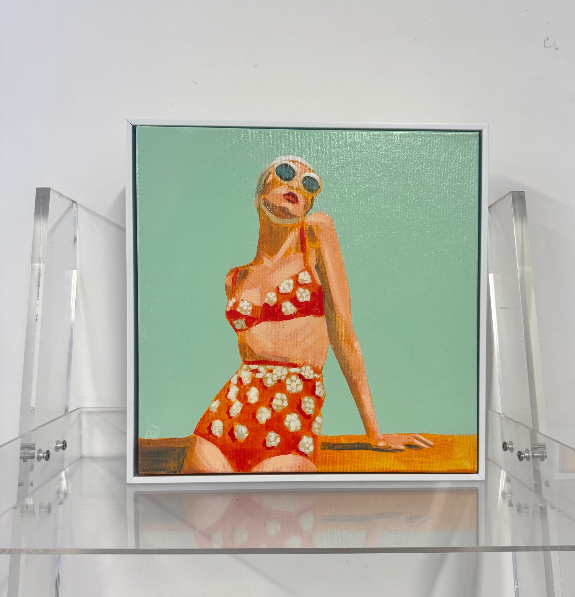 dive in lady red swimsuit