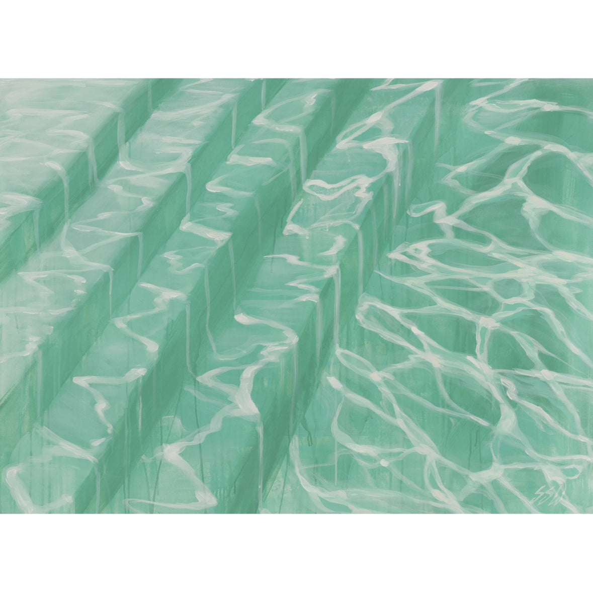 original art  one step poolside