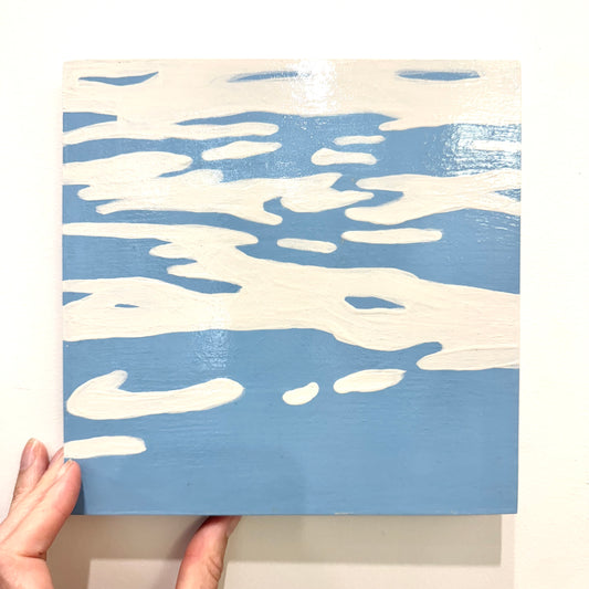 Water study on wood, French Blue