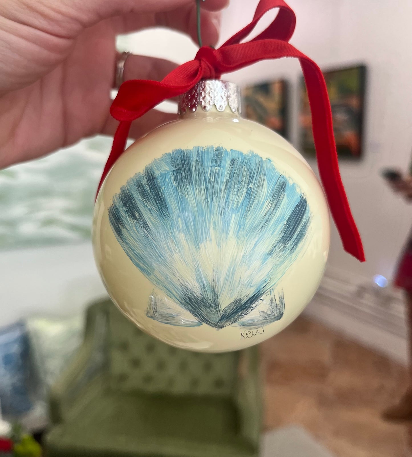 Blue Scallop Ornament