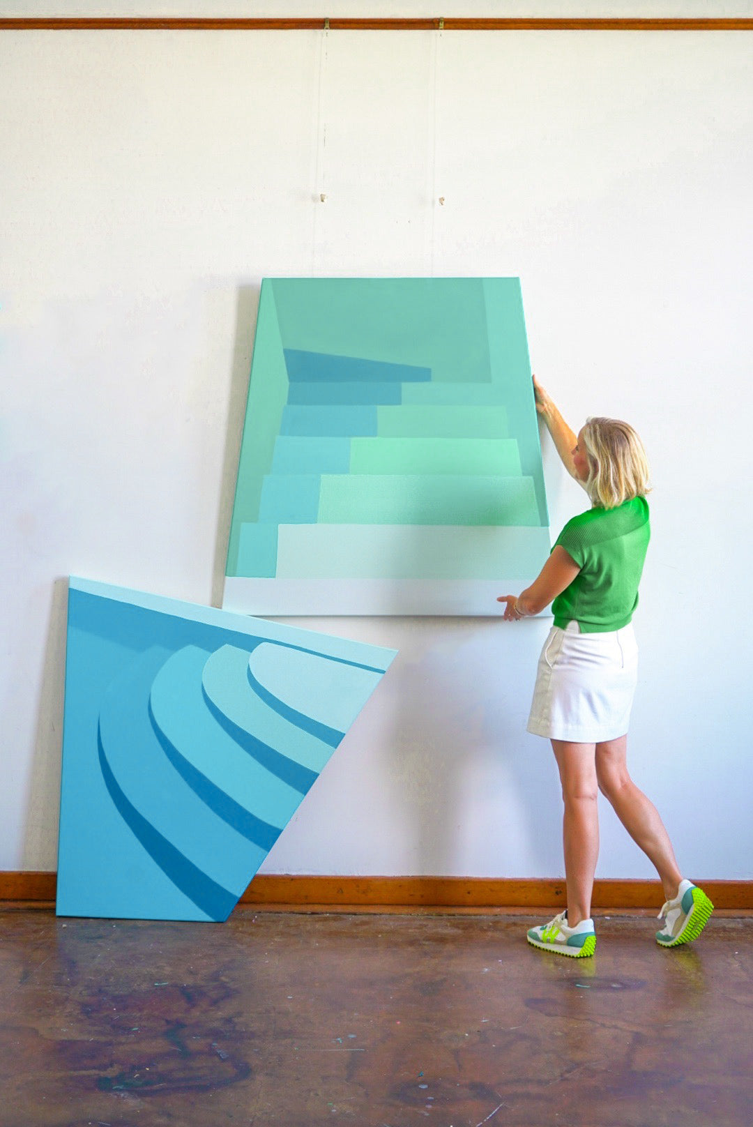 Artist Poolside steps blue design waterscapes green