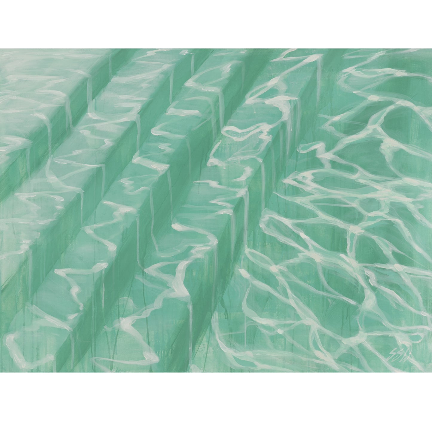 One Step at a time aqua waterscapes poolside blue