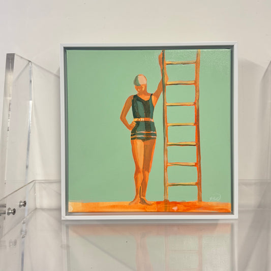 Dive in lady ladder poolside