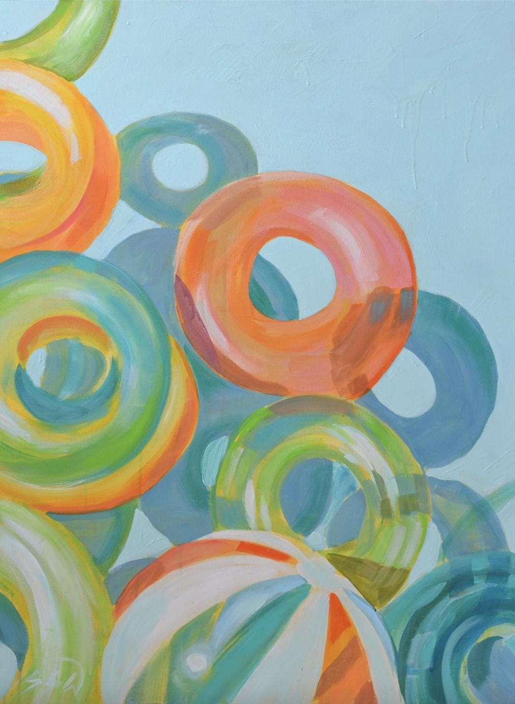 original art nap time poolside