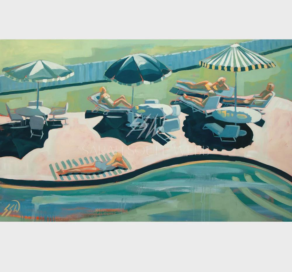 retro pool party print