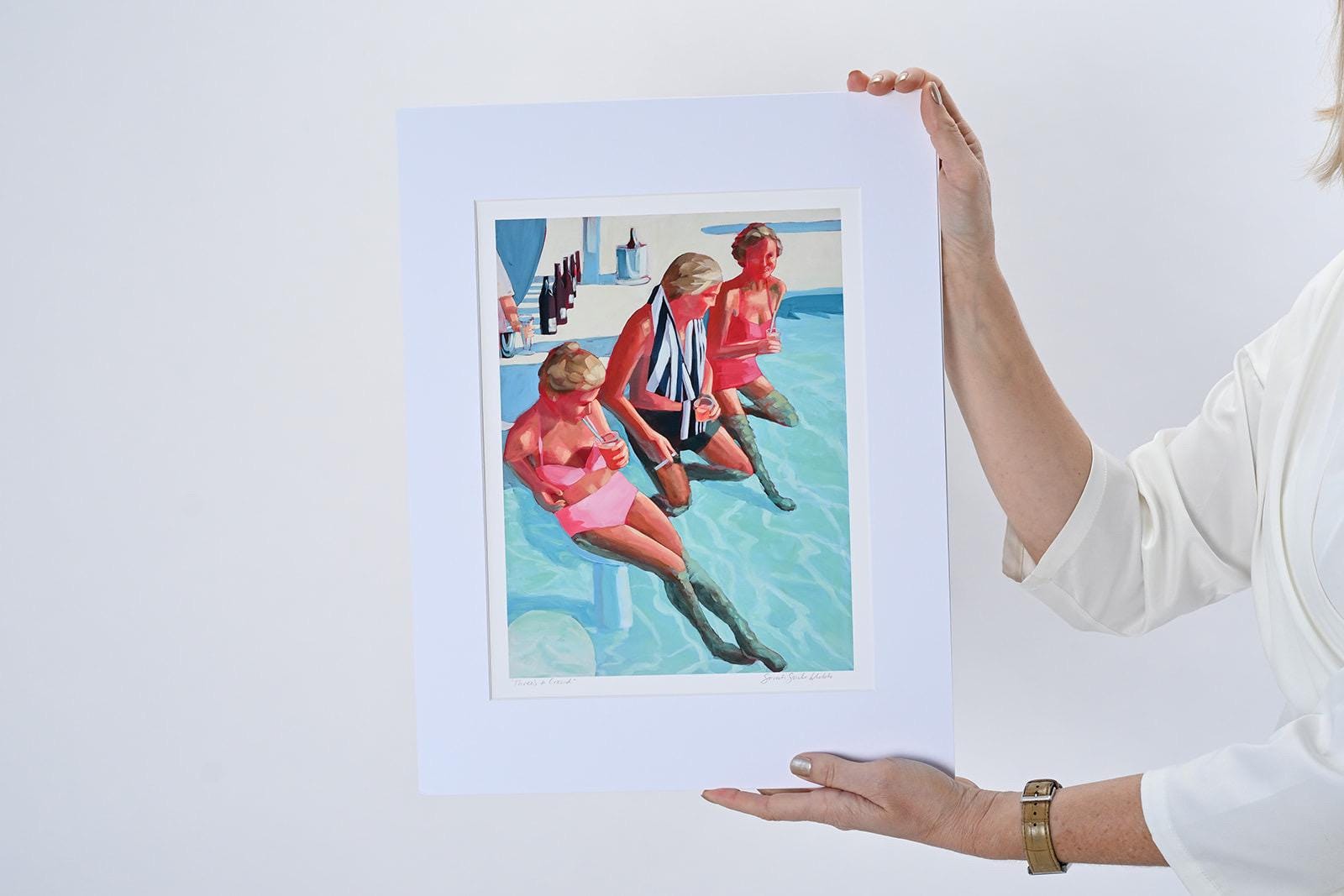 three is a crowd print poolside ladies and gents