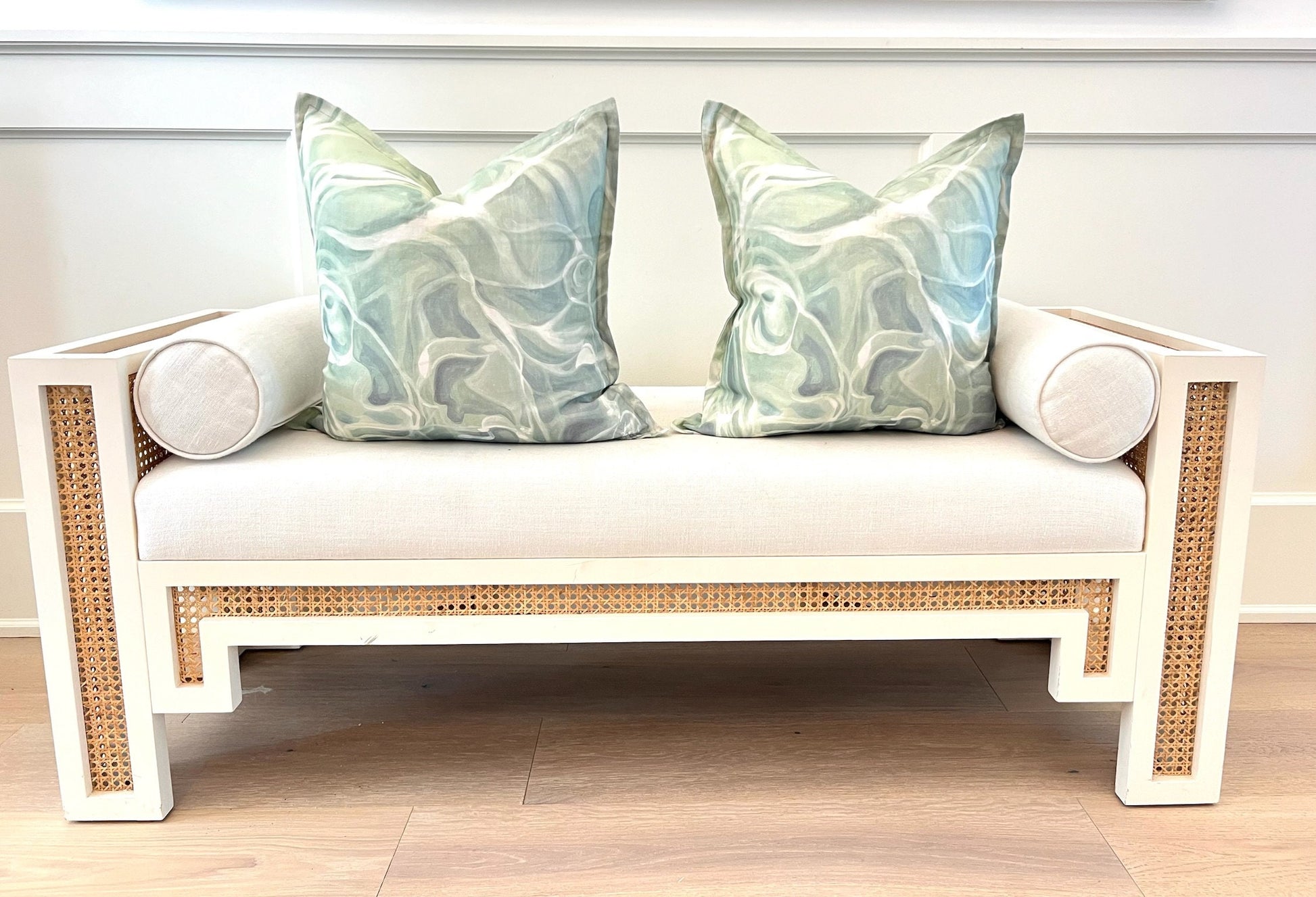 lullaby standard pillows on bench