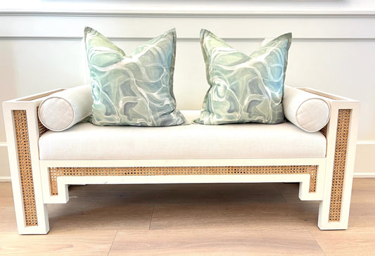 lullaby standard pillows on bench